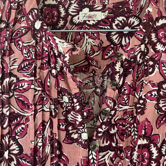 Faherty Isha MIDI Dress Linen Blend Size Medium Rose Desert Bloom Summer Beach - Picture 10 of 14